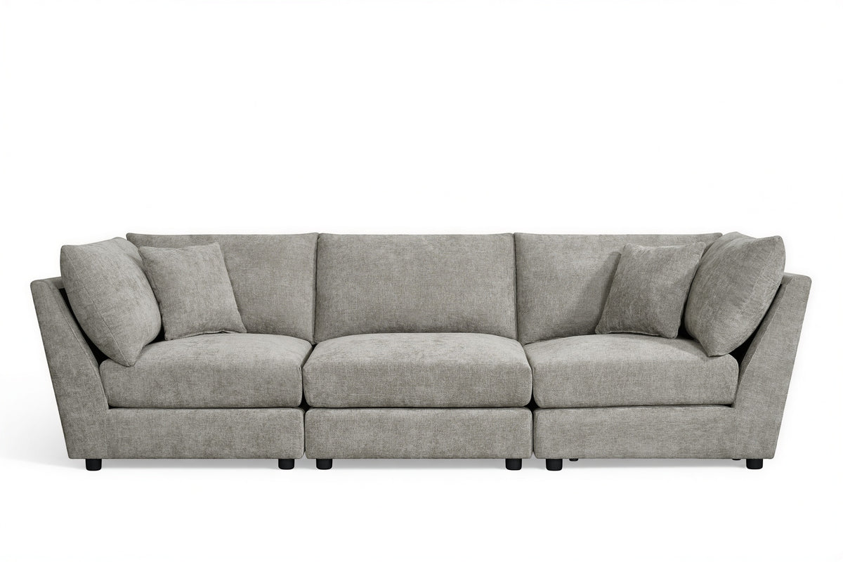 Grey Chenille Fabric 3 Seater Modular Sofa MADDIE