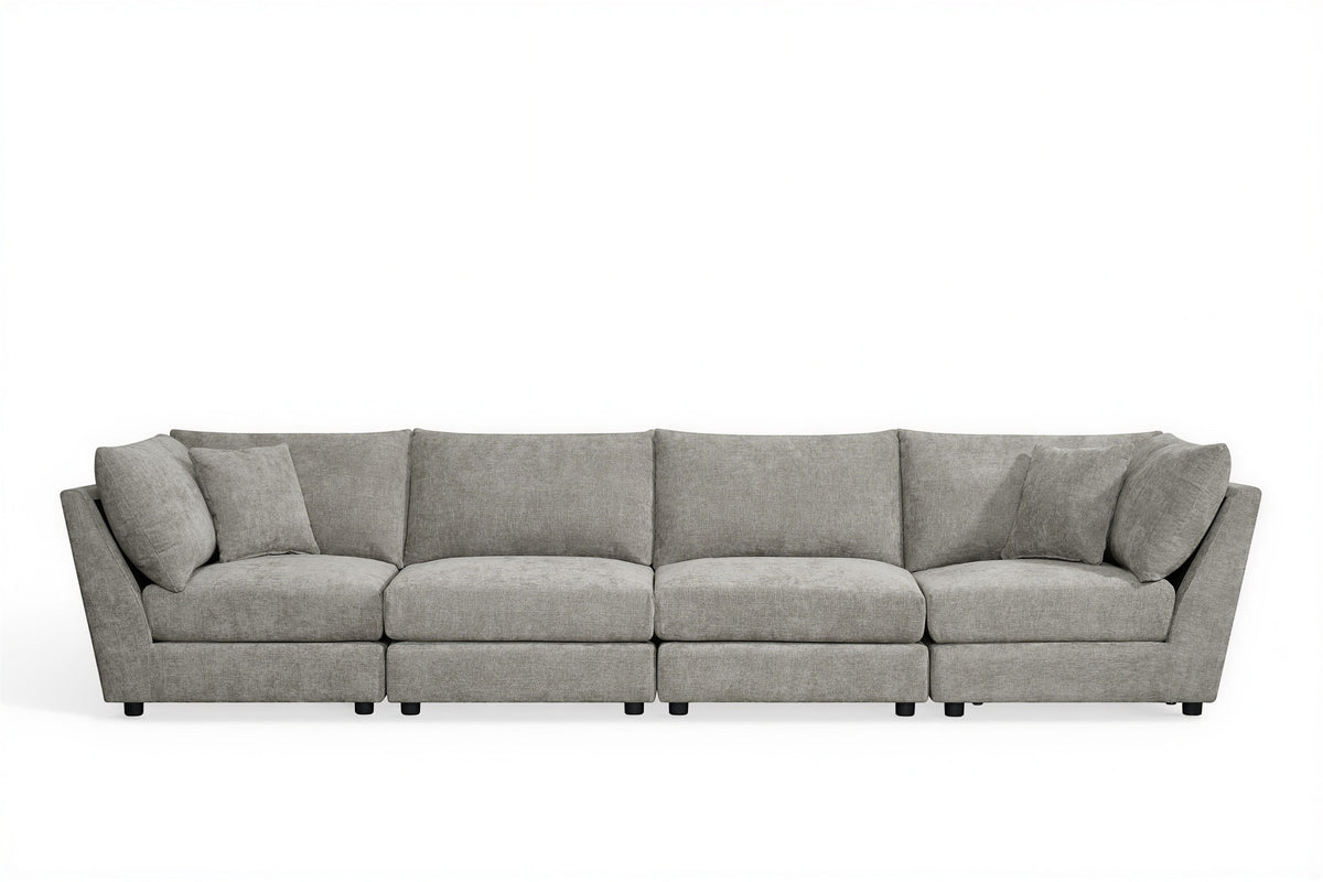 Grey Chenille Fabric 4 Seater Modular Sofa MADDIE
