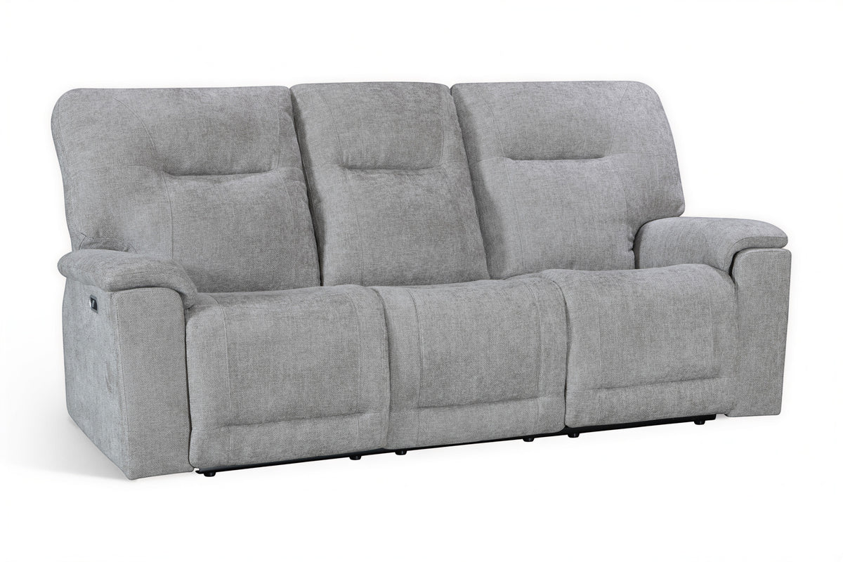 Grey Chenille Fabric Electric 3 Seater Recliner Sofa MOLENA