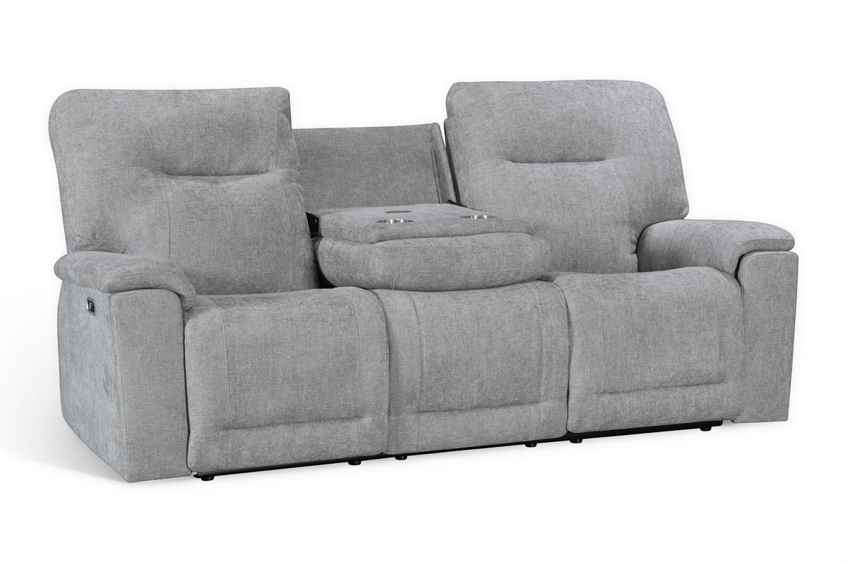 Grey Chenille Fabric Electric 3 Seater Recliner Sofa MOLENA
