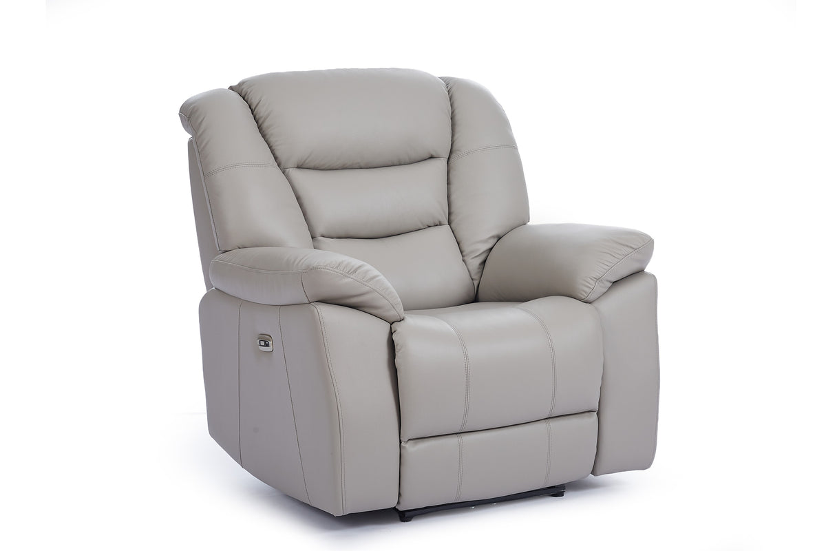 Grey Leather Electric 1 Seater Recliner Chair GIOVANNI