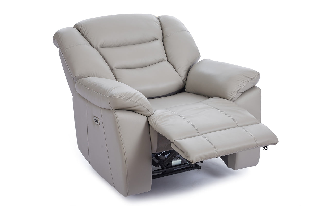 Grey Leather Electric 1 Seater Recliner Chair GIOVANNI