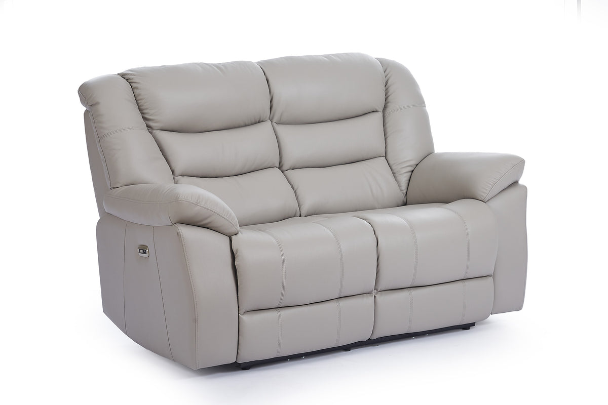 Grey Leather Electric 2 Seater Recliner Sofa GIOVANNI
