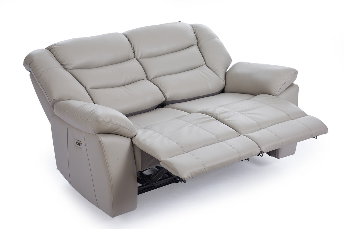 Grey Leather Electric 2 Seater Recliner Sofa GIOVANNI