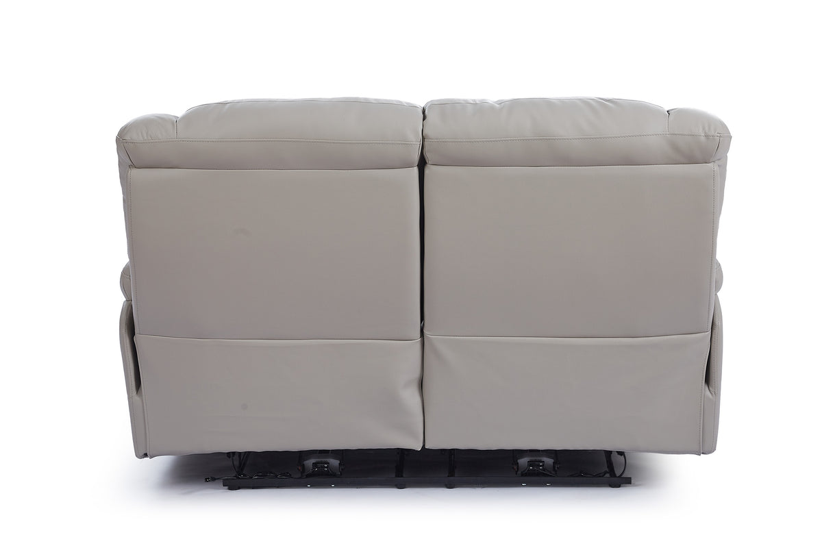 Grey Leather Electric 2 Seater Recliner Sofa GIOVANNI