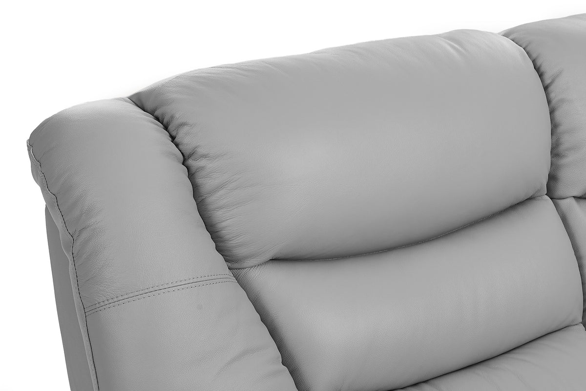 Grey Leather Electric 3 Seater Recliner Sofa GIOVANNI