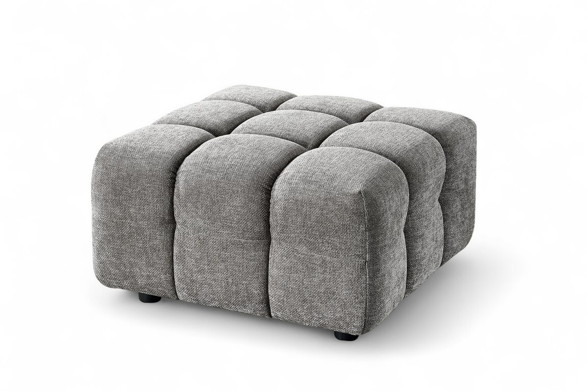 Grey Chenille Fabric Left Hand Facing Corner Sofa with Ottoman LUGANO