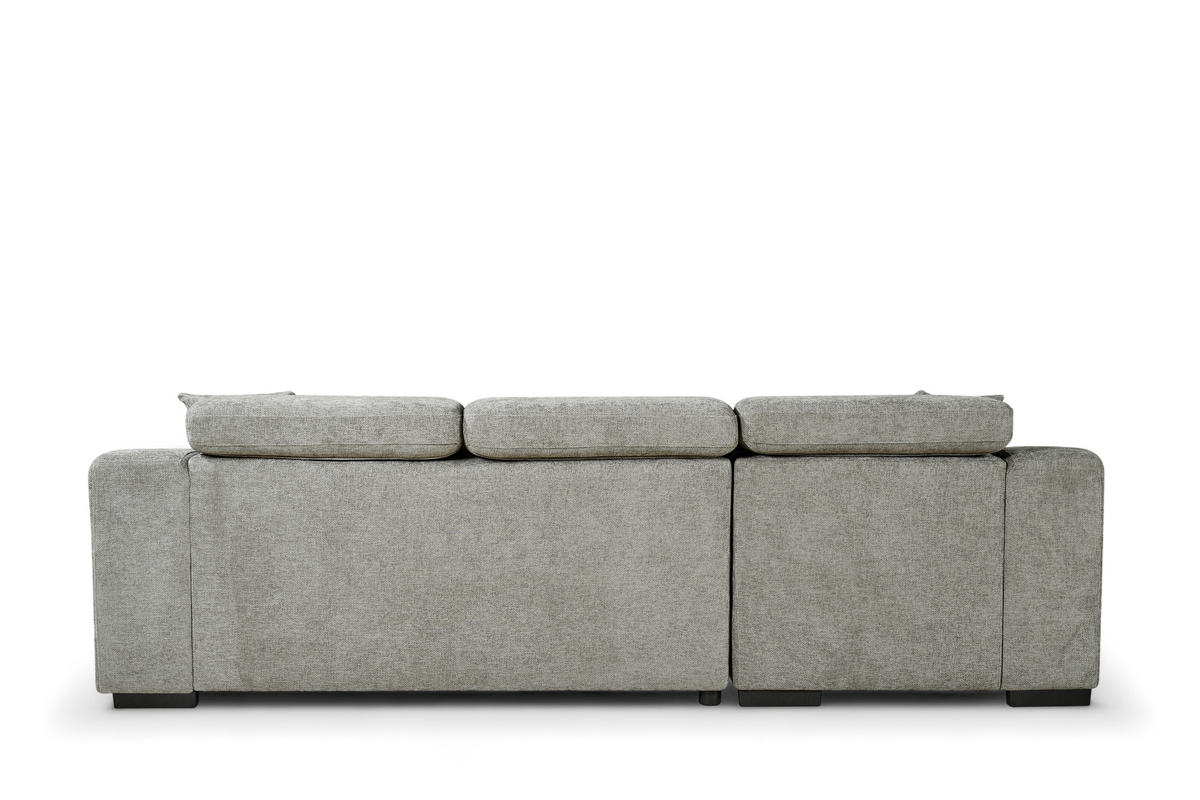 Grey Chenille Fabric 1C2 Corner Sofabed with Storage ARTHUR