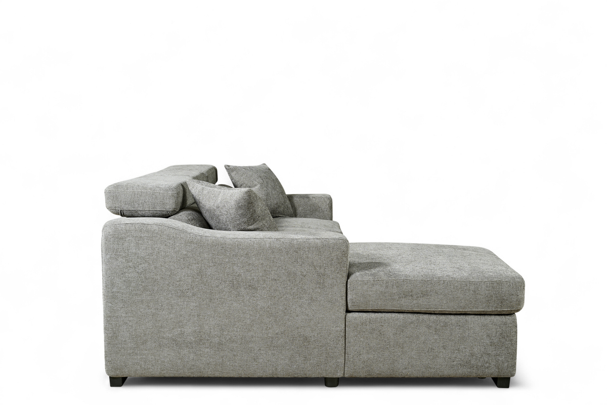 Grey Chenille Fabric 1C2 Corner Sofabed with Storage ARTHUR