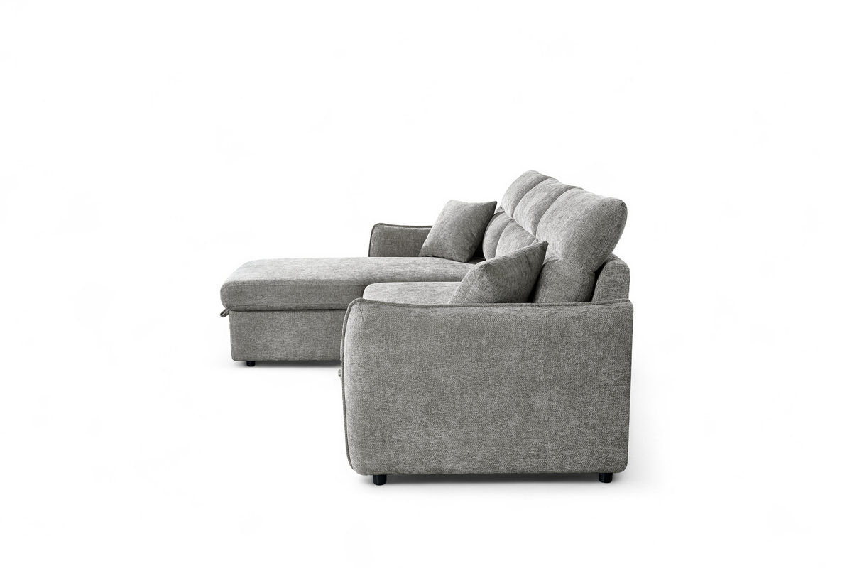 Grey Chenille Fabric 1C2 Corner Sofabed with Storage ARCHIE
