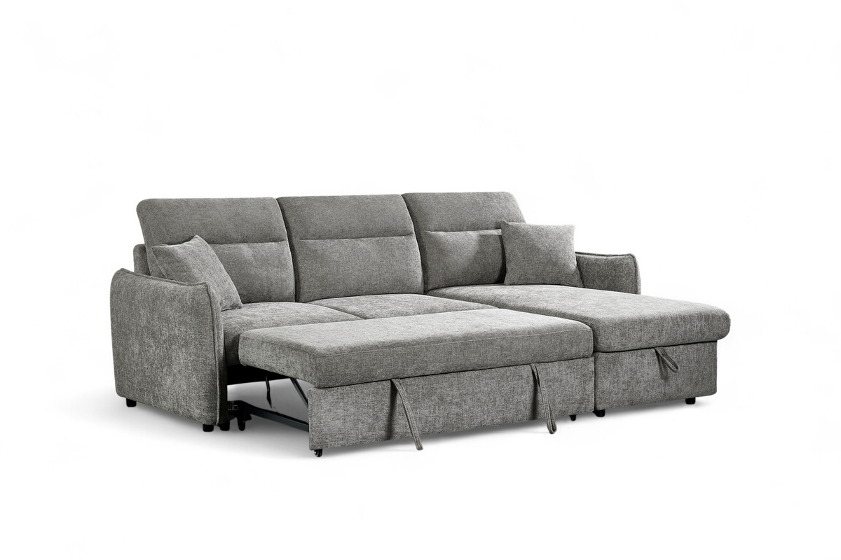 Grey Chenille Fabric 2C1 Corner Sofabed with Storage ARCHIE