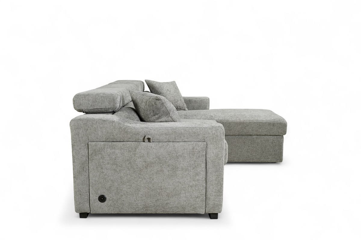 Grey Chenille Fabric 2C1 Corner Sofabed with Storage ARTHUR