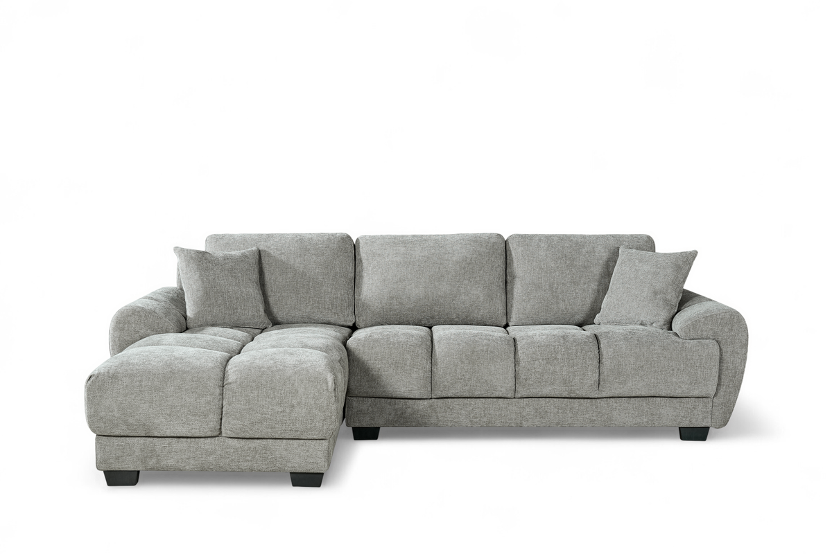 Grey Chenille Fabric 1C2 Corner Sofa JACK