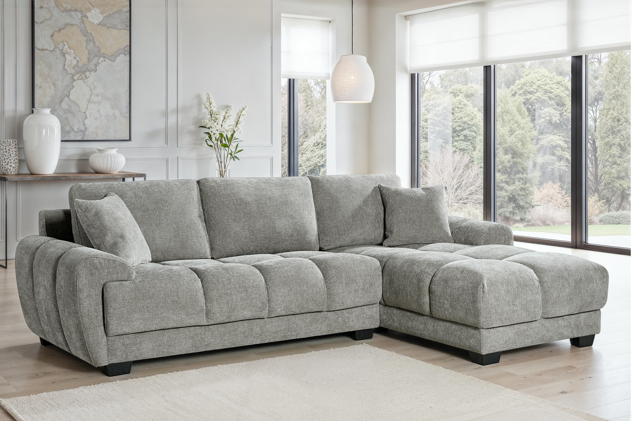 Grey Chenille Fabric 2C1 Corner Sofa JACK