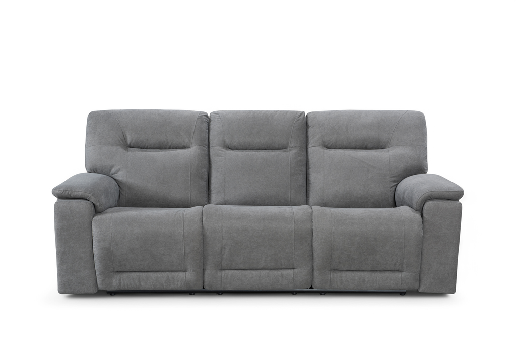 Grey Fabric Murcia 3 Seater Manual Recliner Sofa Front