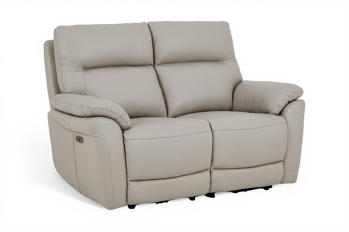 Grey Leather Electric 2 Seater Recliner Sofa CINECITTA