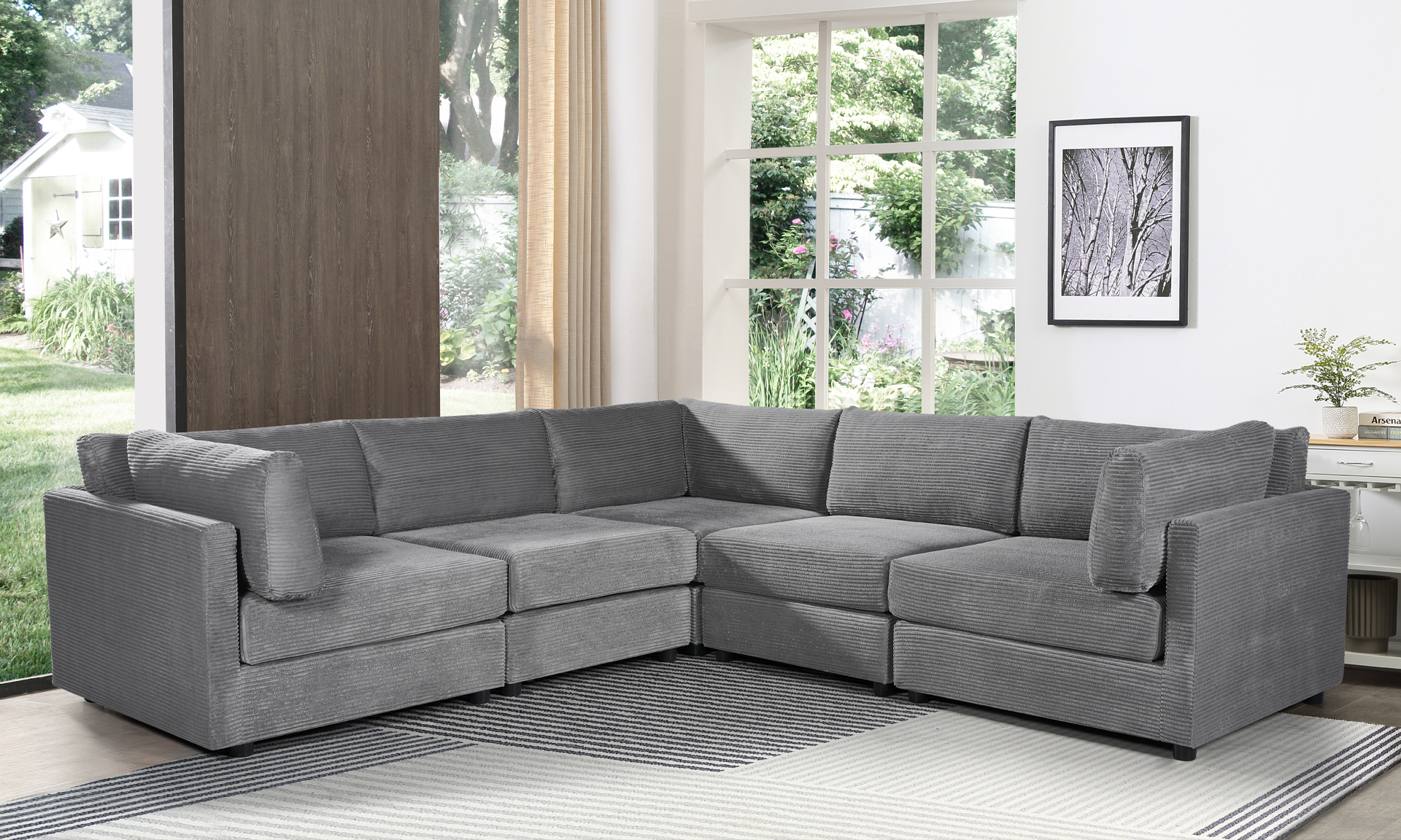 Grey Jumbo Cord Sofa Corner 2C2 Modular Tuscany