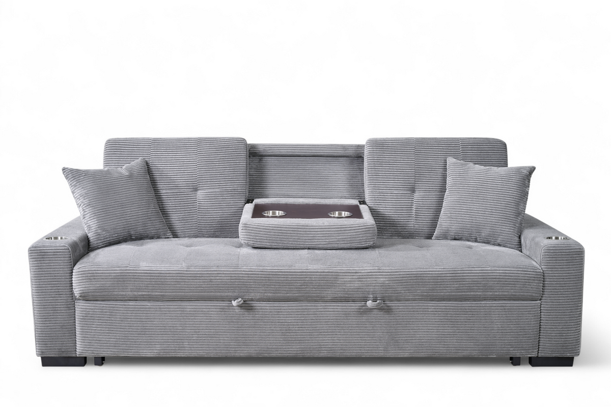 Grey Jumbo Cord 3 Seater Sofabed CHARLES