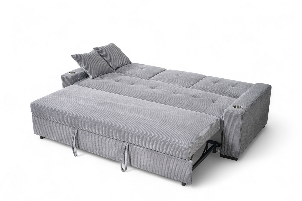 Grey Jumbo Cord 3 Seater Sofabed CHARLES
