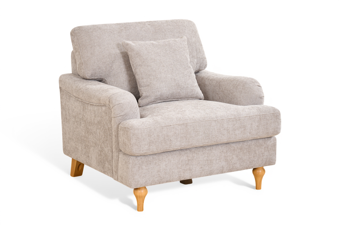 Grey Textured Chenille 1 Seater Sofa HAMILTON