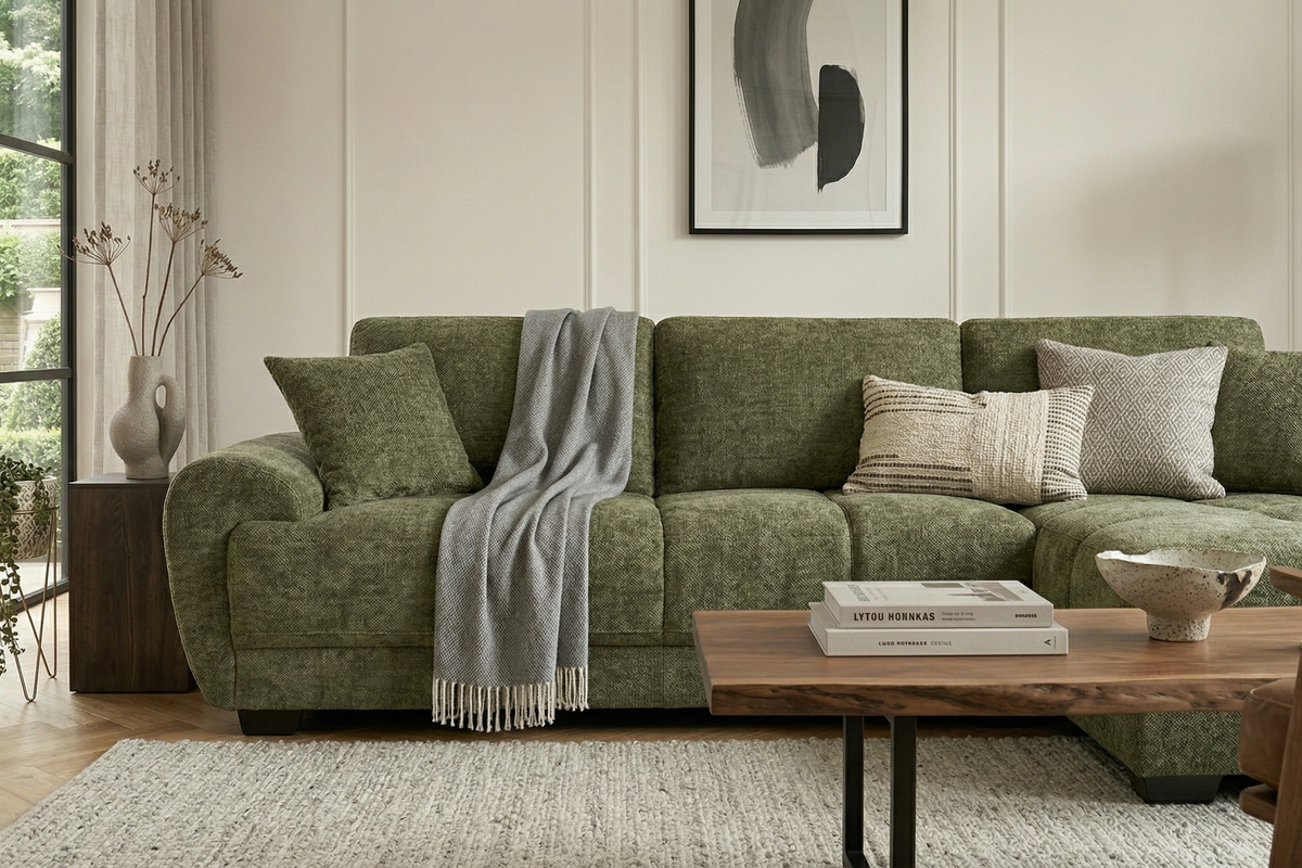 Grey Chenille Fabric 2C1 Corner Sofa JACK