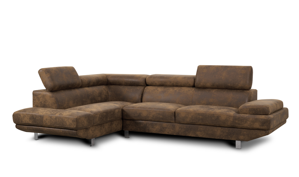 Leather Air Suede Brown San Remo Left Hand Facing Corner Sofa