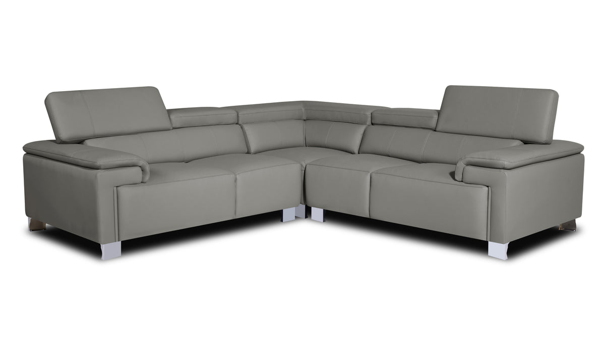 Genuine Leather Grey 2C2 Livorno Corner Sofa