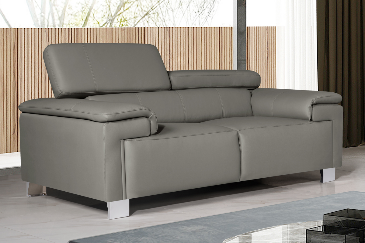 Genuine Leather Grey Livorno 2 Seater Sofa