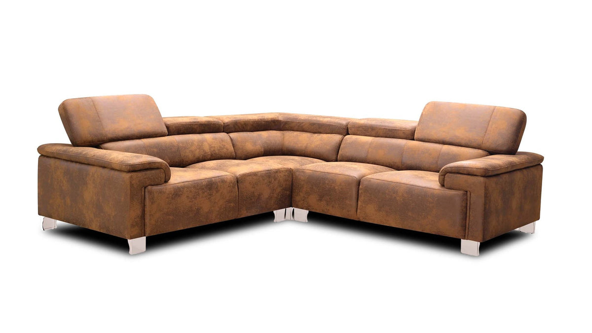 Leather Air Suede Brown 2C2 Livorno Corner Sofa