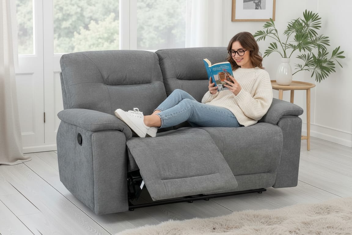 Grey Fabric Manual Recliner Chair MURCIA