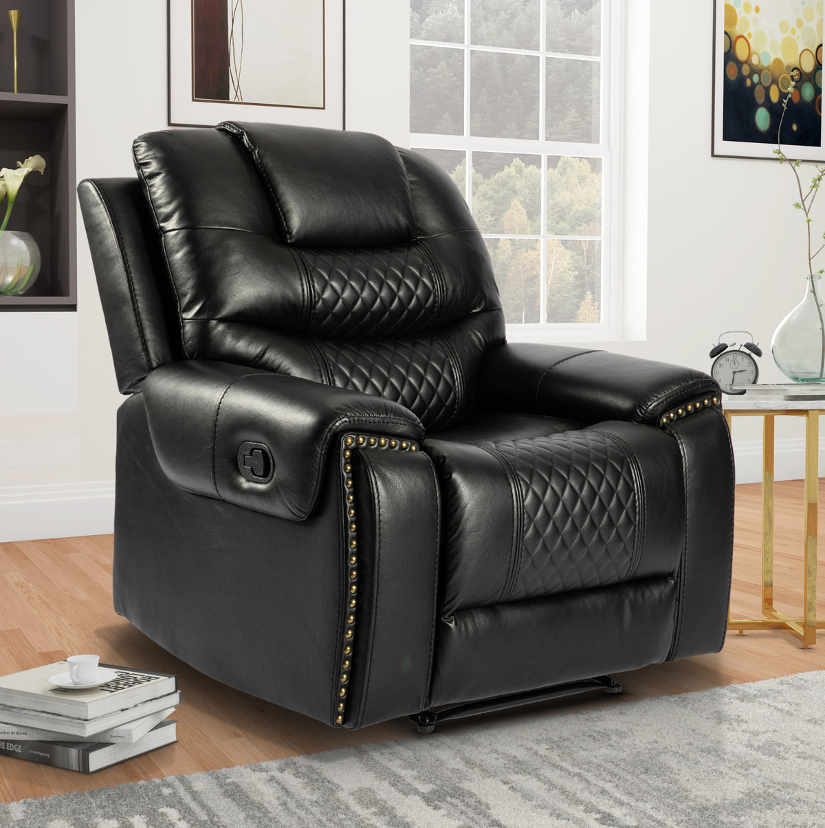 Faux Leather Black Manual Recliner Chair RAVENNA