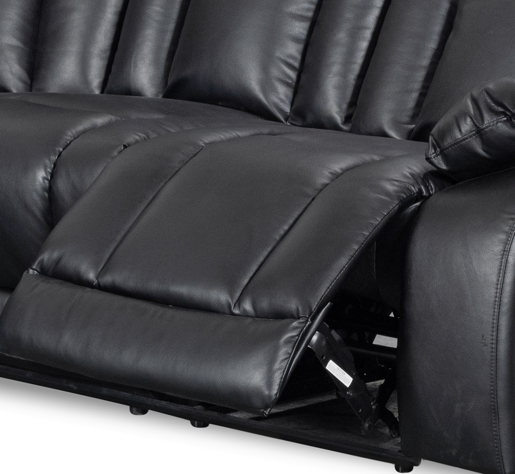 Leather Air Black Toledo 2C2 Manual Recliner Corner Sofa