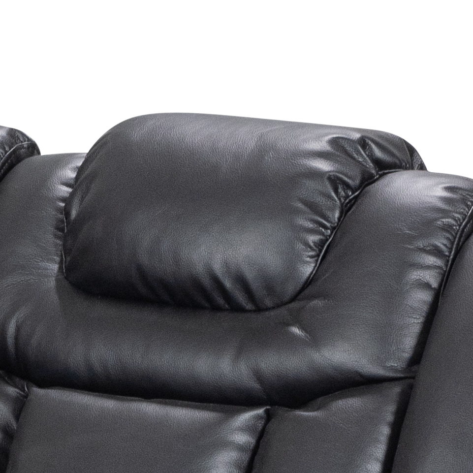 Leather Air Black Toledo 2C2 Manual Recliner Corner Sofa