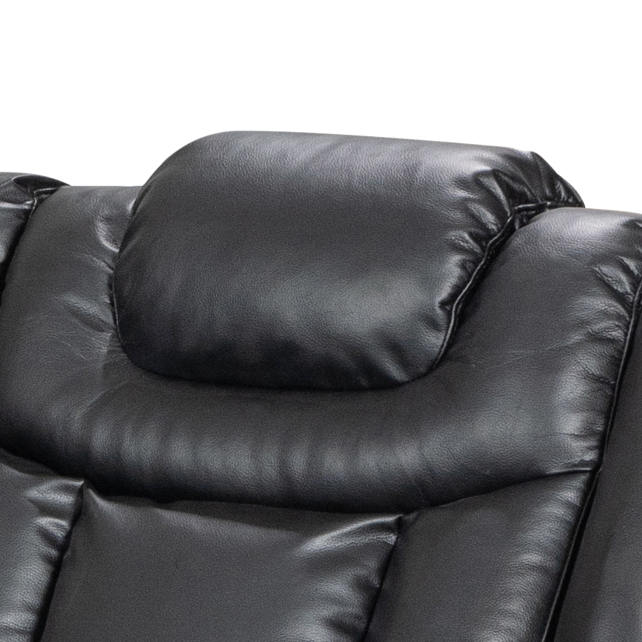 Leather Air Black Toledo 2C2 Manual Recliner Corner Sofa with Cup Holders and Console