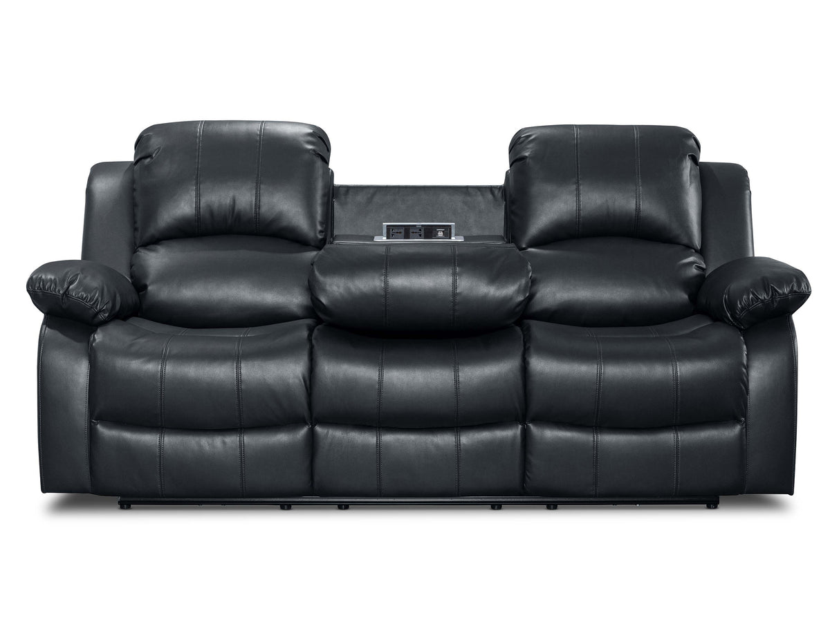 Faux Leather Black 3 Seater Electric Recliner Sofa VALENCIA