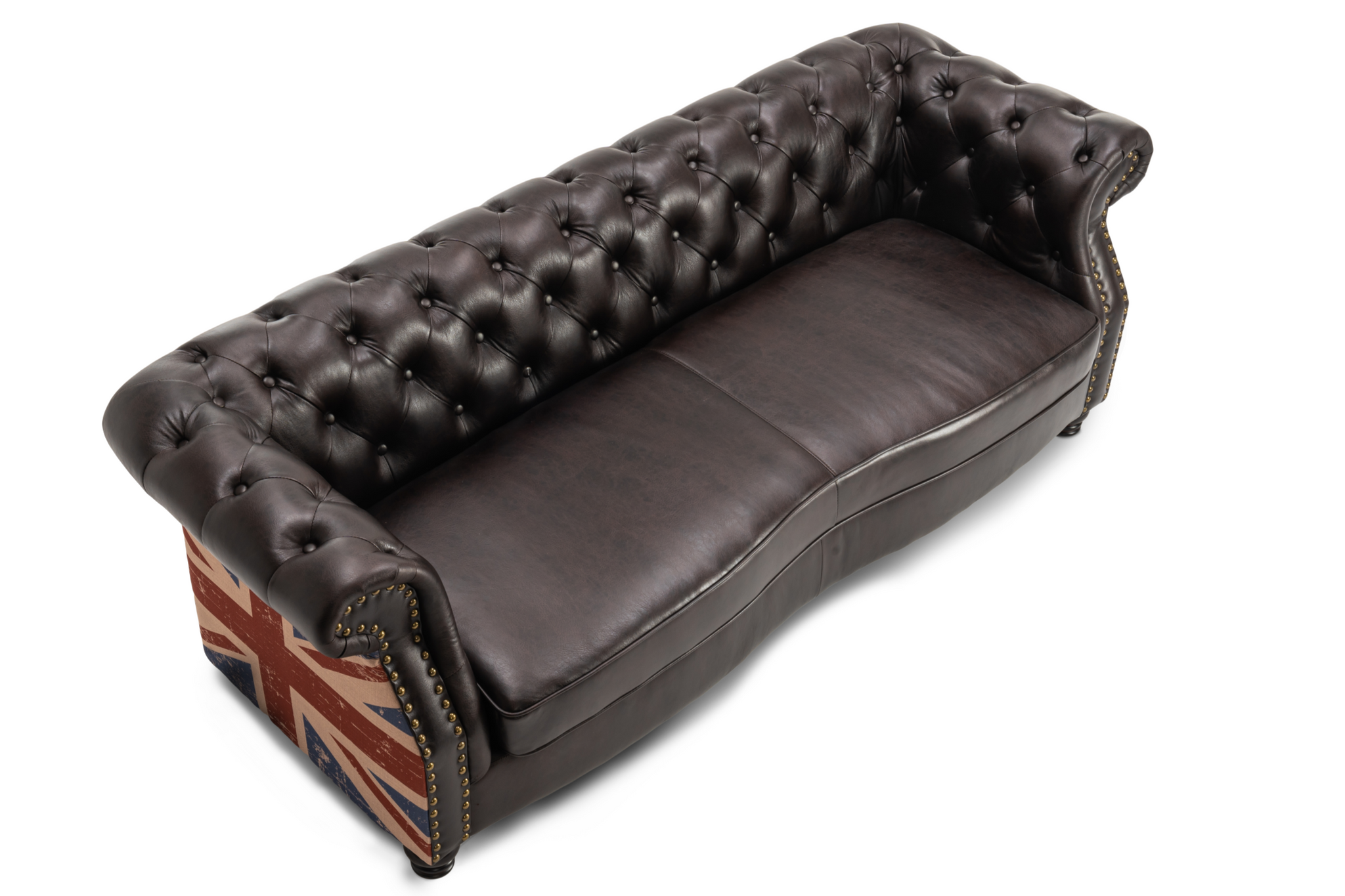 Faux Leather Brown 3 2 Seater Union Jack Chesterfield Sofa Set Lovesofas