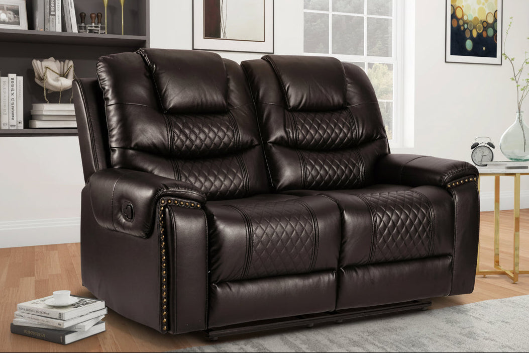 Faux Leather Brown 2 Seater Manual Recliner Sofa RAVENNA