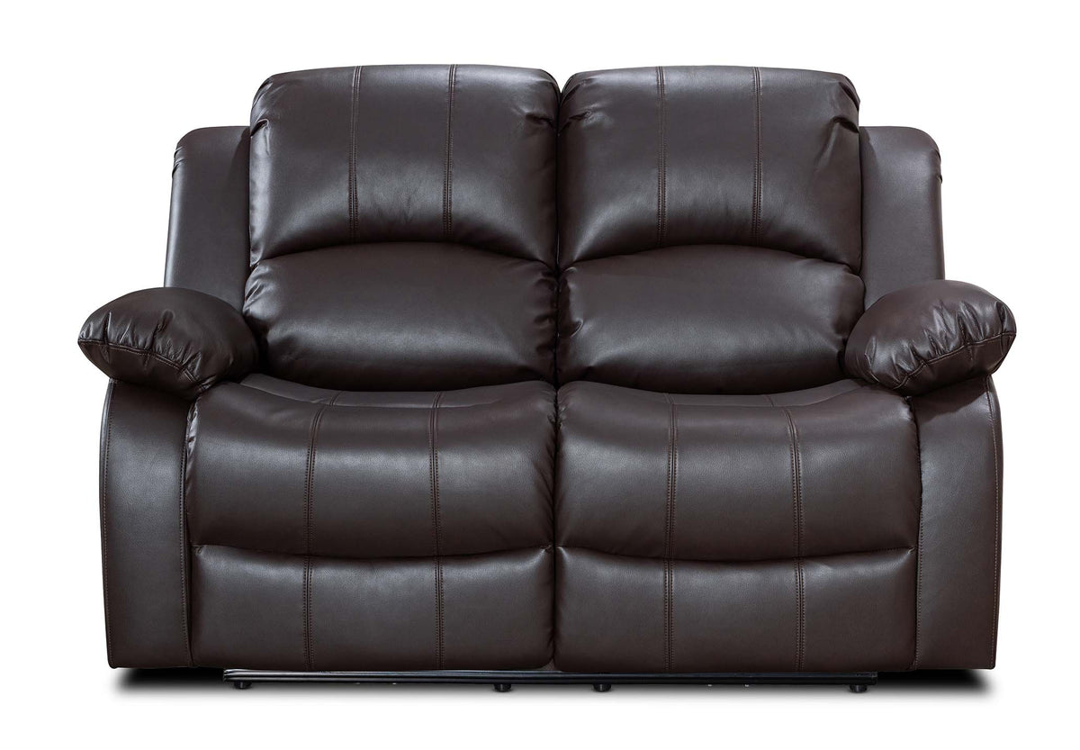 Faux Leather Brown 2 Seater Electric Recliner Sofa VALENCIA