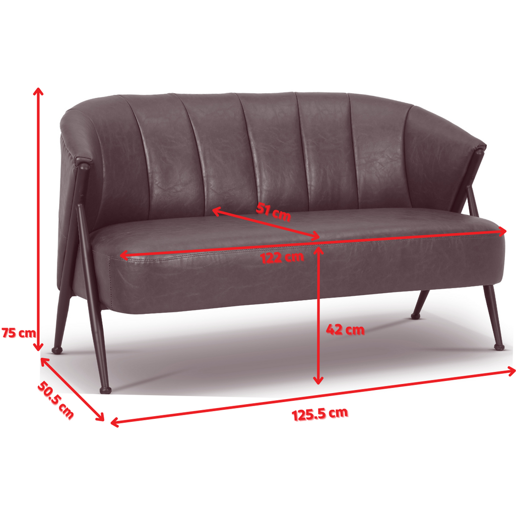 Leather Air Brown Viviana 2 Seat Accent Chair Line Diagram