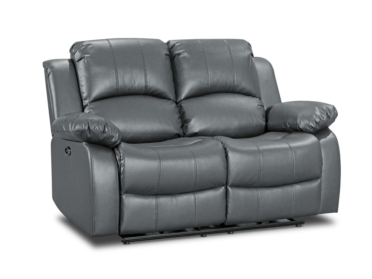 Faux Leather Grey 2 Seater Electric Recliner Sofa VALENCIA
