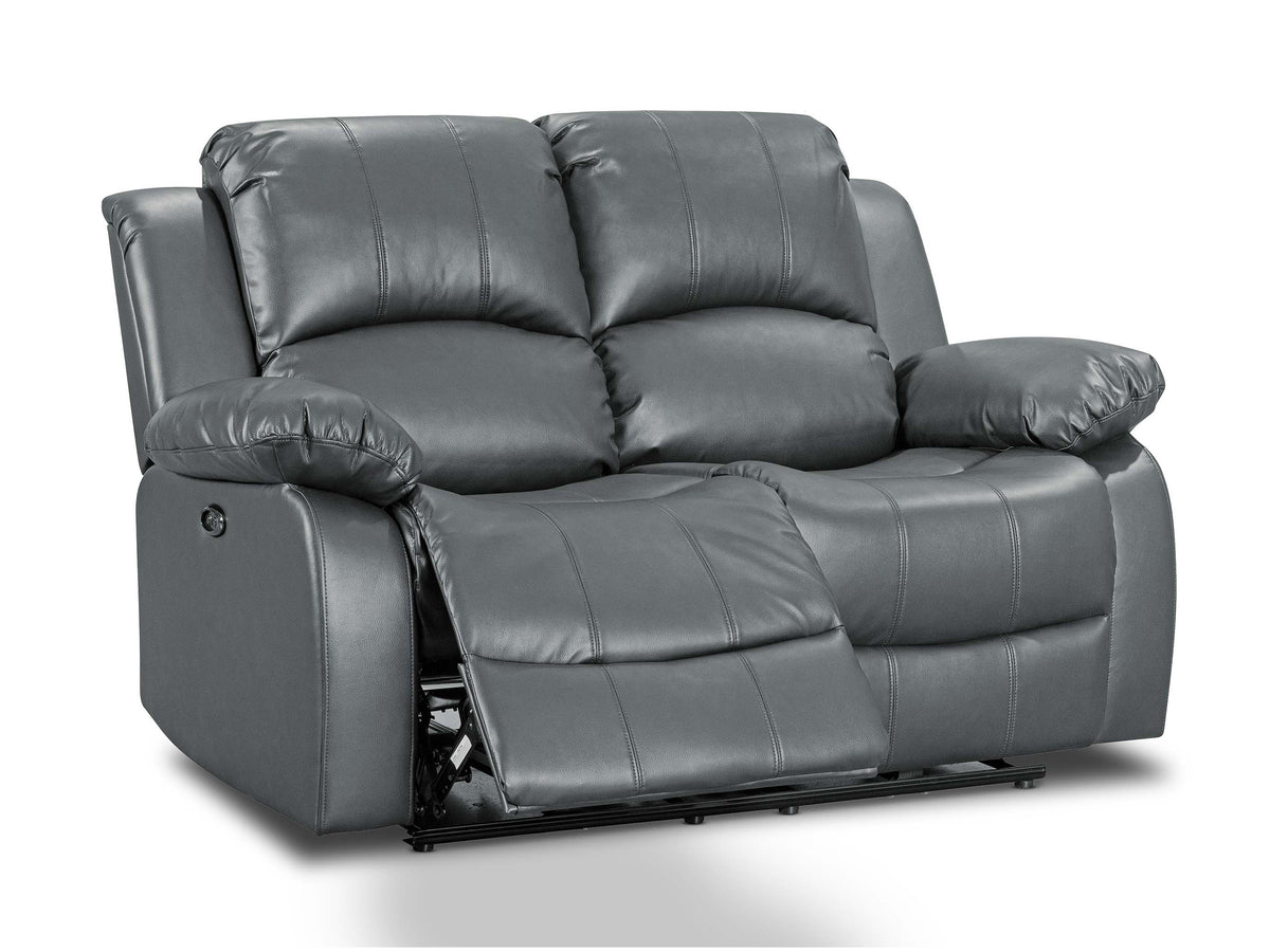 Faux Leather Grey 2 Seater Electric Recliner Sofa VALENCIA