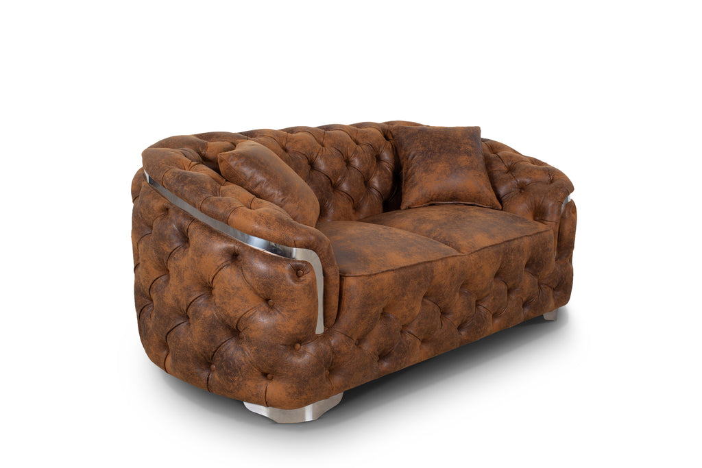 Leather Air Suede Brown 2 Seater Aveley Sofa