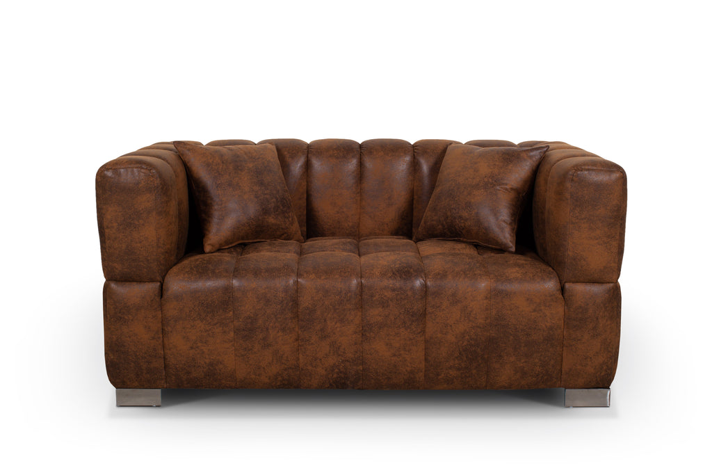 Leather Air Suede Brown 2 Seater Rochford Sofa