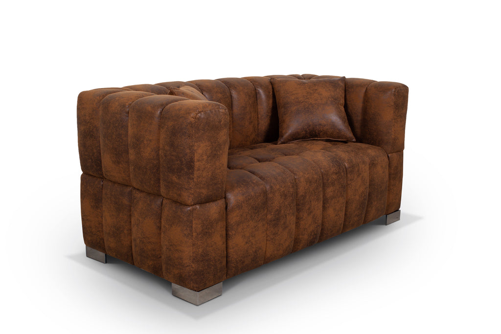 Leather Air Suede Brown 2 Seater Rochford Sofa