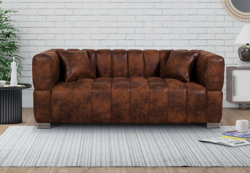 Leather Air Suede Brown 3 Seater Rochford Sofa