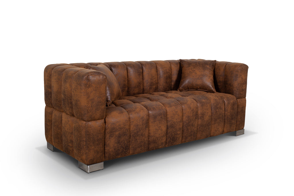 Leather Air Suede Brown 3 Seater Rochford Sofa