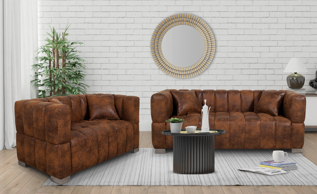 Leather Air Suede Brown 3 + 2 Seater Rochford Sofa Set