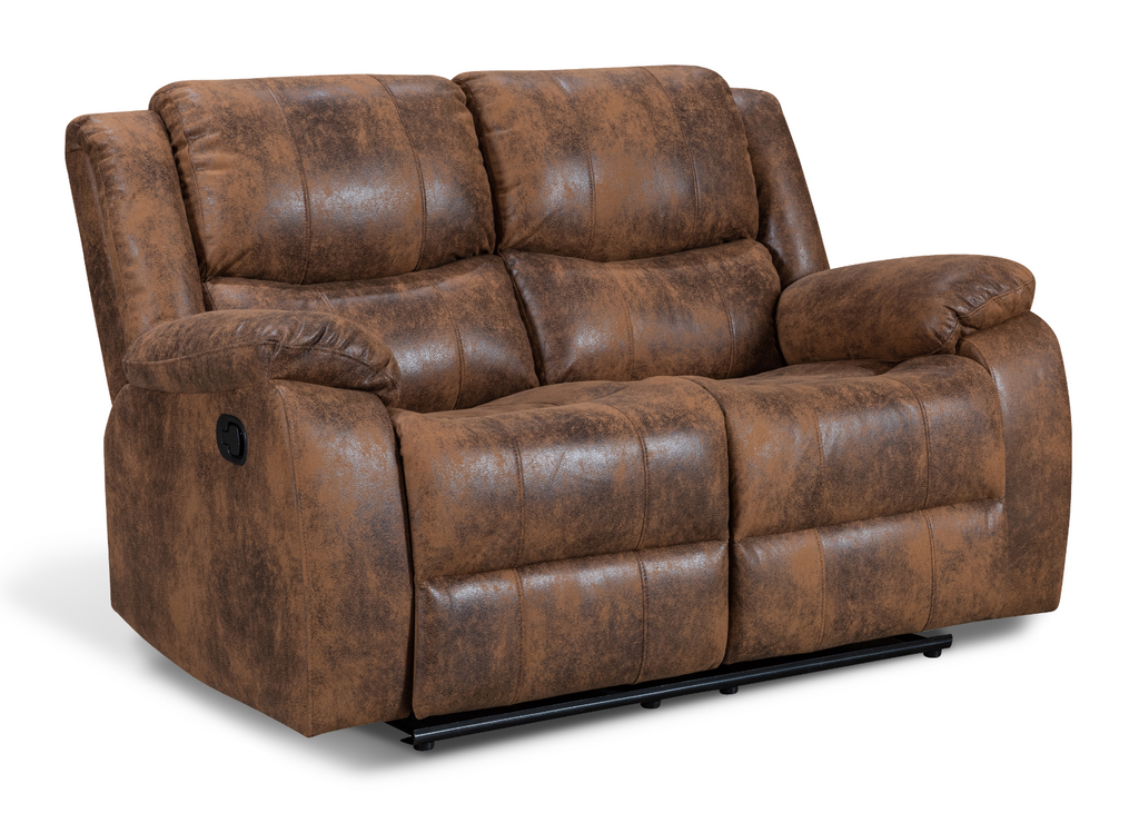 Leather Air Suede Brown Naples 2 Seater Manual Recliner Sofa