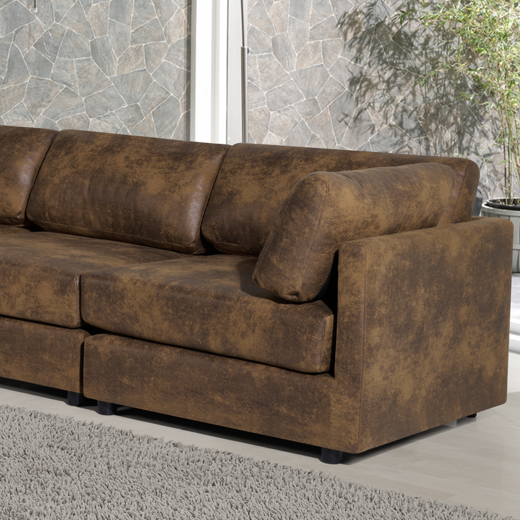 Leather Air Suede Brown Tuscany 2C2 5 Seater Modular Corner Sofa
