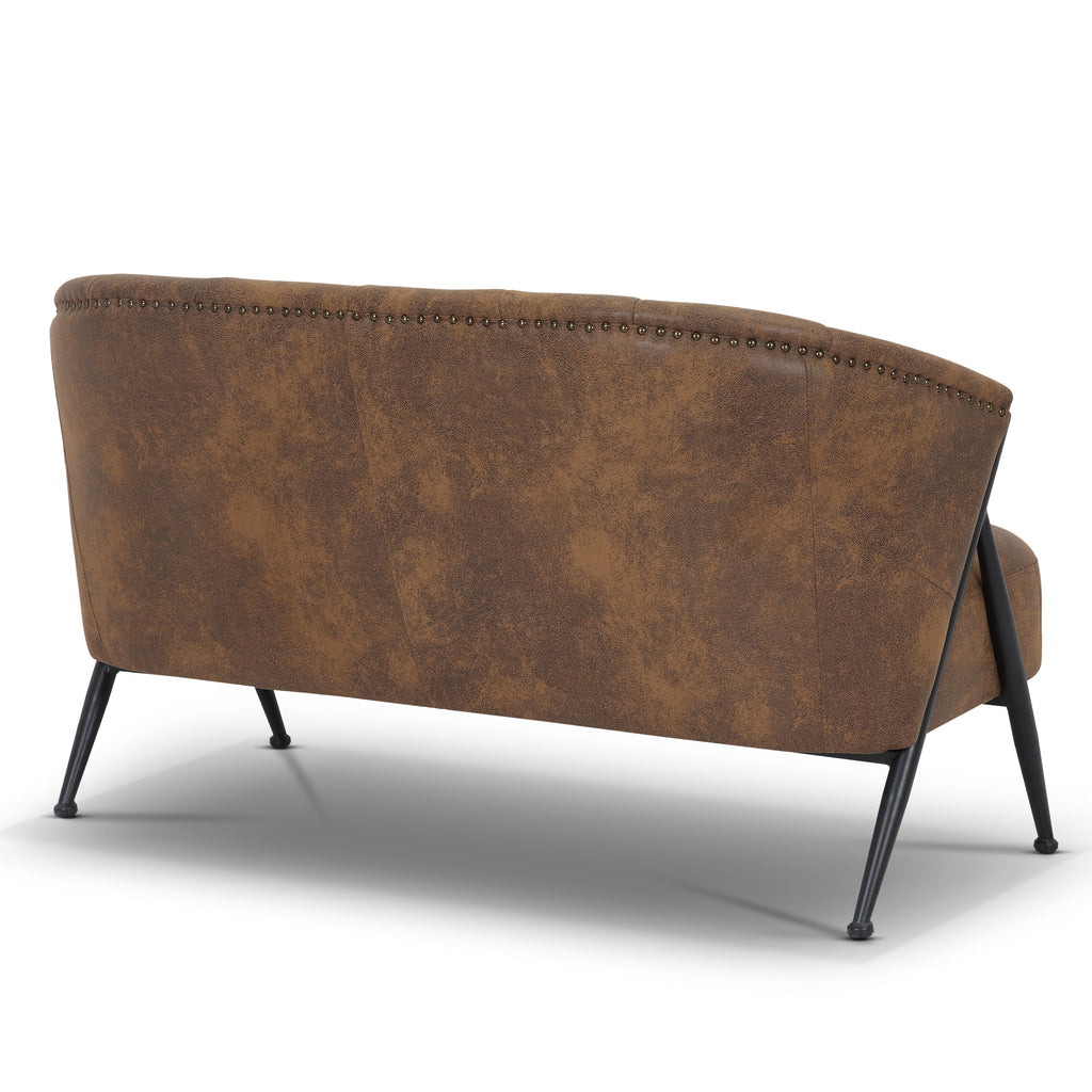 Leather Air Suede Brown Viviana 2 Seat Accent Chair